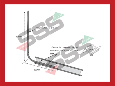 Code 6441105/Elemko Aluminium alloy air termination rod for photovoltaic panels