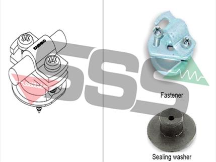 Code 6101100/Elemko galvanized steel fastener for round or stranded conductors